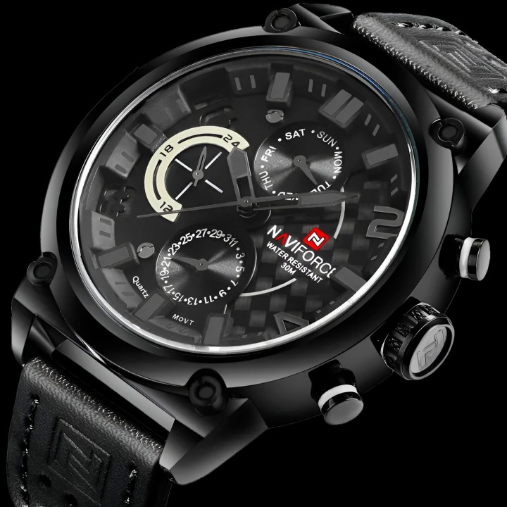 Reloj Naviforce Casual Nf9068 Crono Hombre Cuero + Estuche