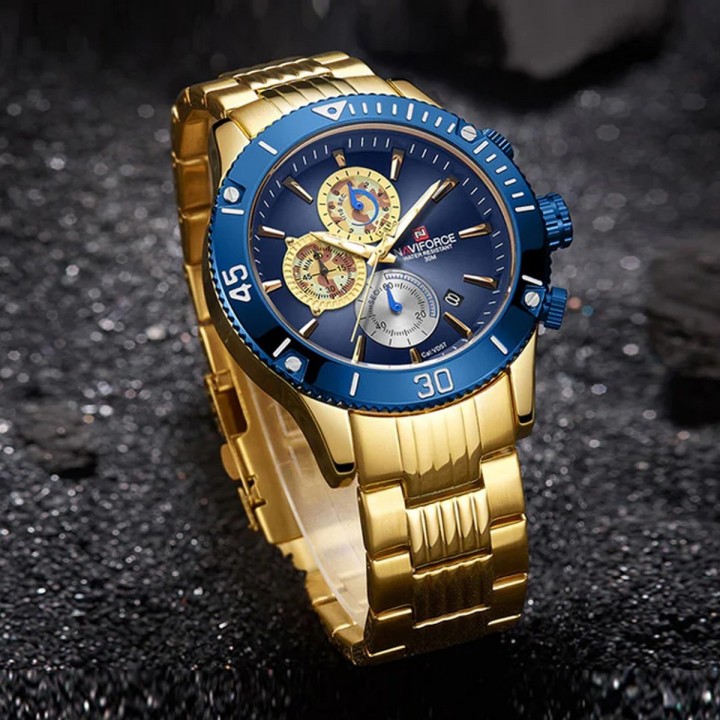Reloj Naviforce Casual Nf9173m Crono Hombre Acero + Estuche