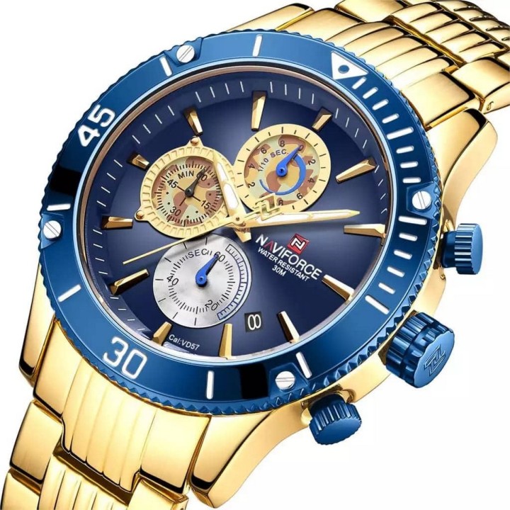 Reloj Naviforce Casual Nf9173m Crono Hombre Acero + Estuche