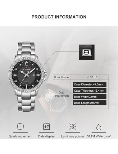 Reloj Naviforce Casual Nf9187 Crono Hombre Acero + Estuche