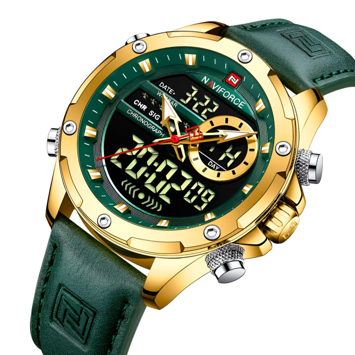 Reloj Naviforce Casual Nf9208 Crono Hombre Cuero + Estuche