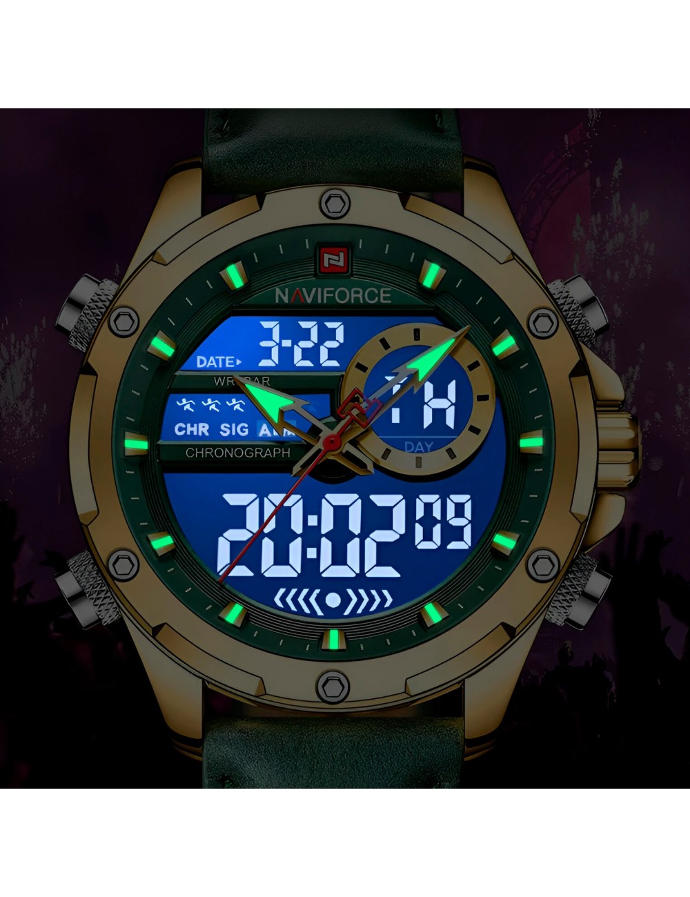 Reloj Naviforce Casual Nf9208 Crono Hombre Cuero + Estuche