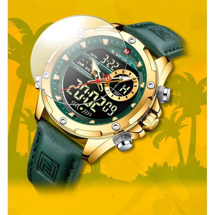 Reloj Naviforce Casual Nf9208 Crono Hombre Cuero + Estuche