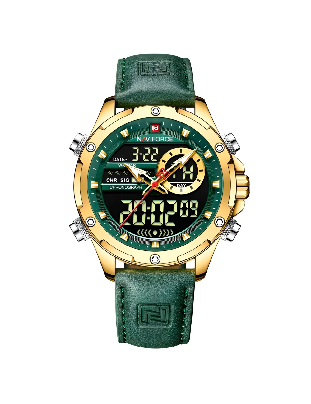 Reloj Naviforce Casual Nf9208 Crono Hombre Cuero + Estuche