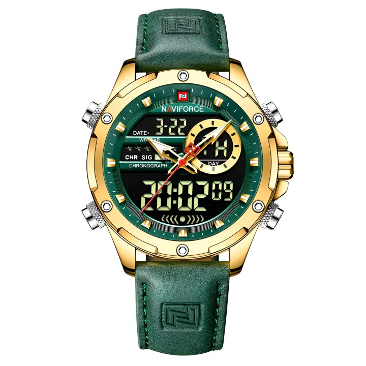 Reloj Naviforce Casual Nf9208 Crono Hombre Cuero + Estuche