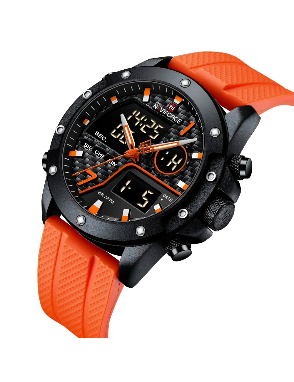Reloj Naviforce Casual Nf9221 Crono Hombre Goma + Estuche