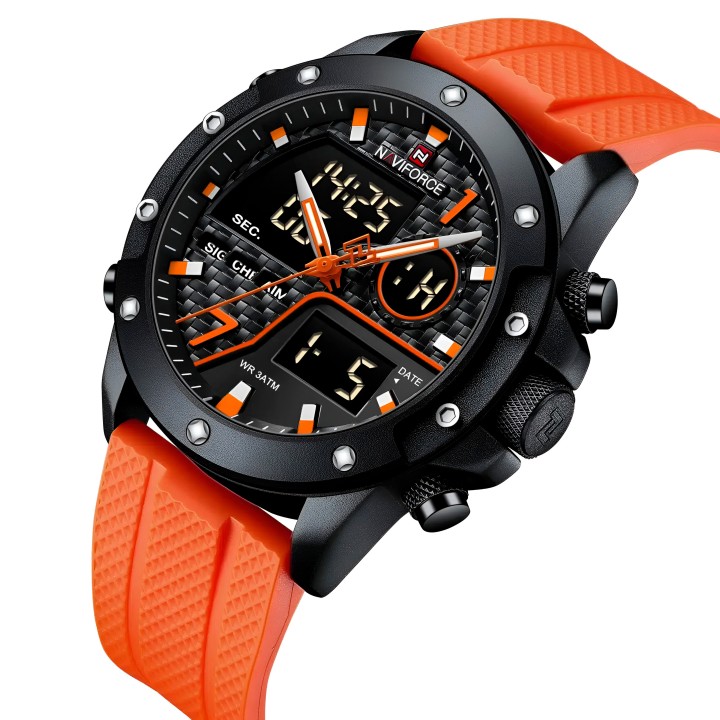 Reloj Naviforce Casual Nf9221 Crono Hombre Goma + Estuche