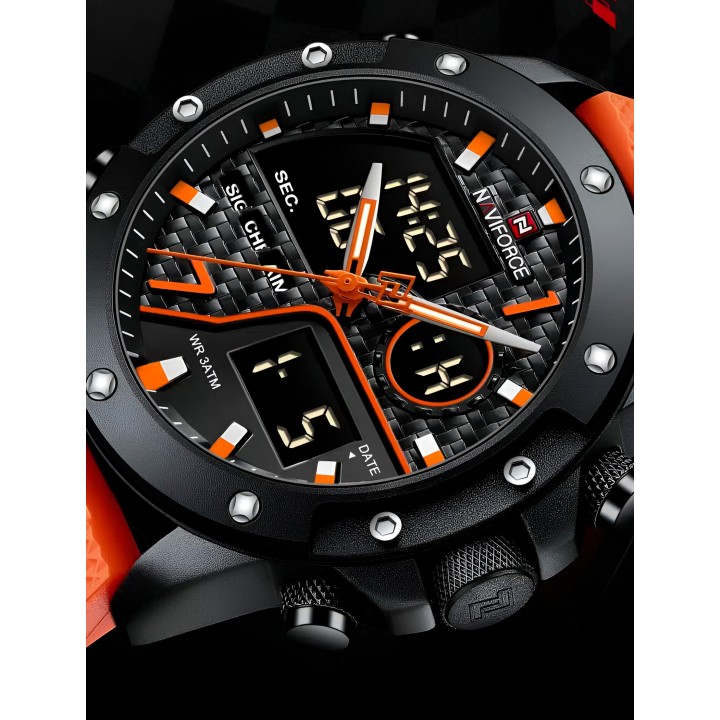 Reloj Naviforce Casual Nf9221 Crono Hombre Goma + Estuche