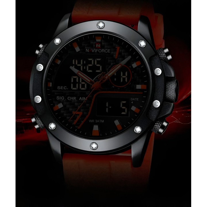 Reloj Naviforce Casual Nf9221 Crono Hombre Goma + Estuche