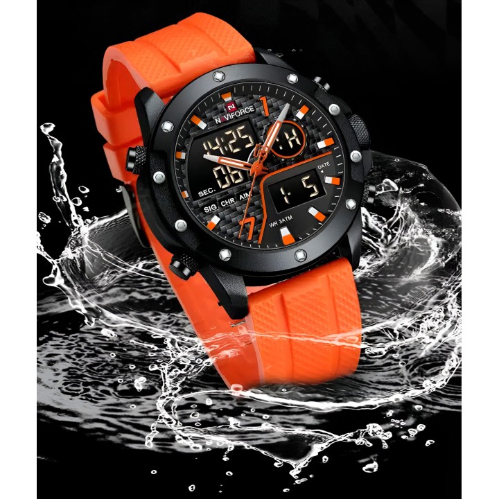 Reloj Naviforce Casual Nf9221 Crono Hombre Goma + Estuche
