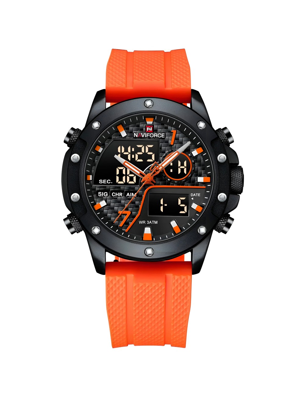 Reloj Naviforce Casual Nf9221 Crono Hombre Goma + Estuche