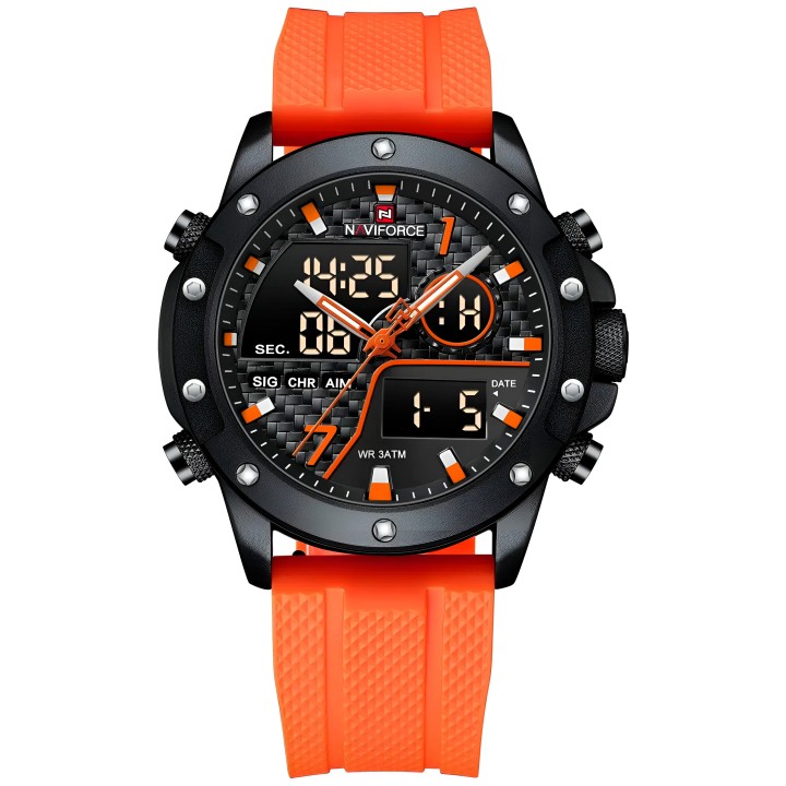 Reloj Naviforce Casual Nf9221 Crono Hombre Goma + Estuche
