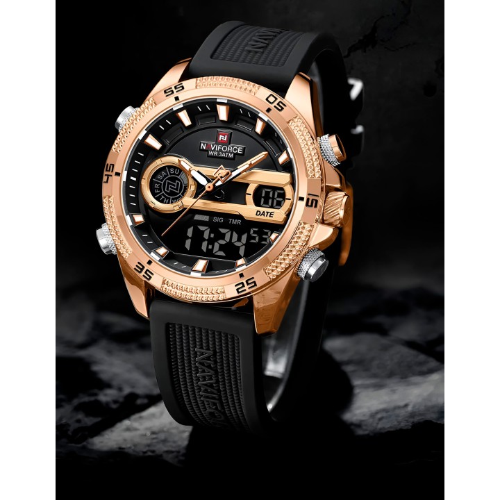Reloj Naviforce Casual Nf9223 Crono Hombre Goma + Estuche