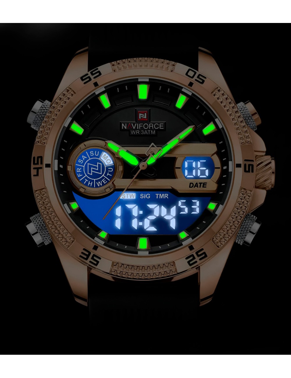 Reloj Naviforce Casual Nf9223 Crono Hombre Goma + Estuche