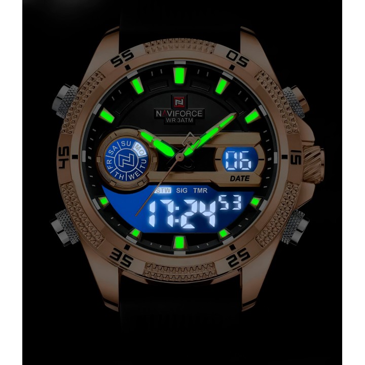 Reloj Naviforce Casual Nf9223 Crono Hombre Goma + Estuche