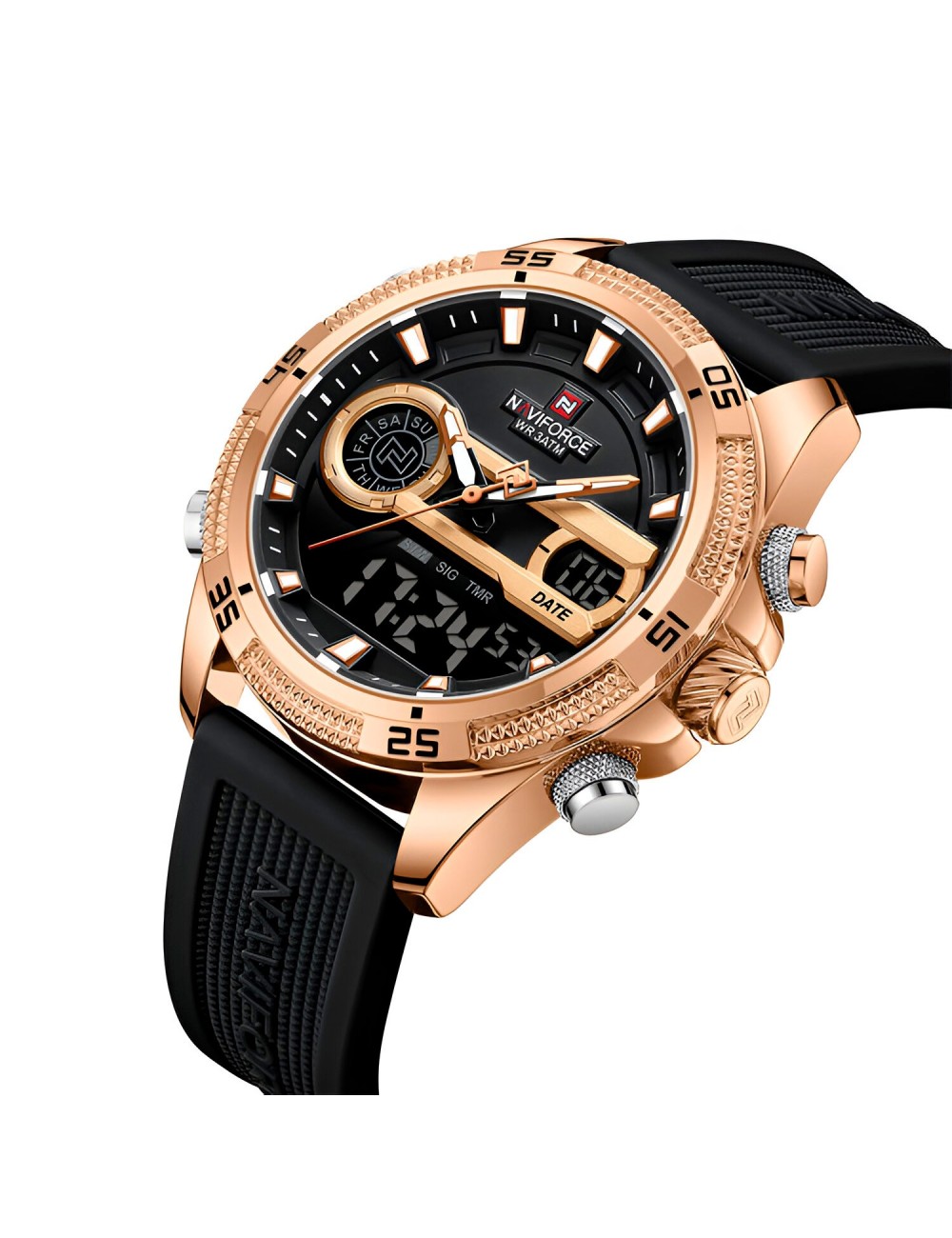 Reloj Naviforce Casual Nf9223 Crono Hombre Goma + Estuche