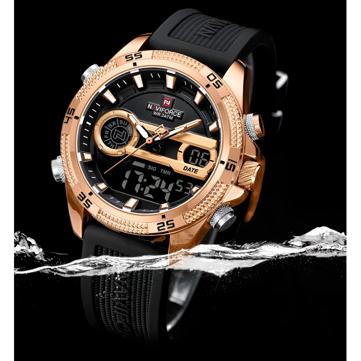 Reloj Naviforce Casual Nf9223 Crono Hombre Goma + Estuche