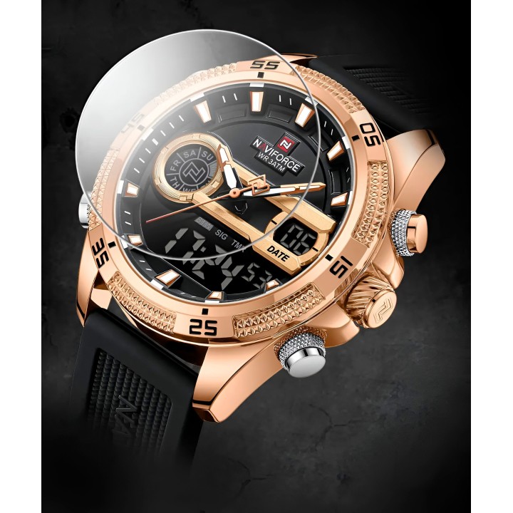 Reloj Naviforce Casual Nf9223 Crono Hombre Goma + Estuche