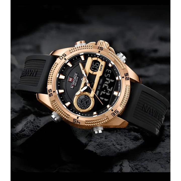 Reloj Naviforce Casual Nf9223 Crono Hombre Goma + Estuche