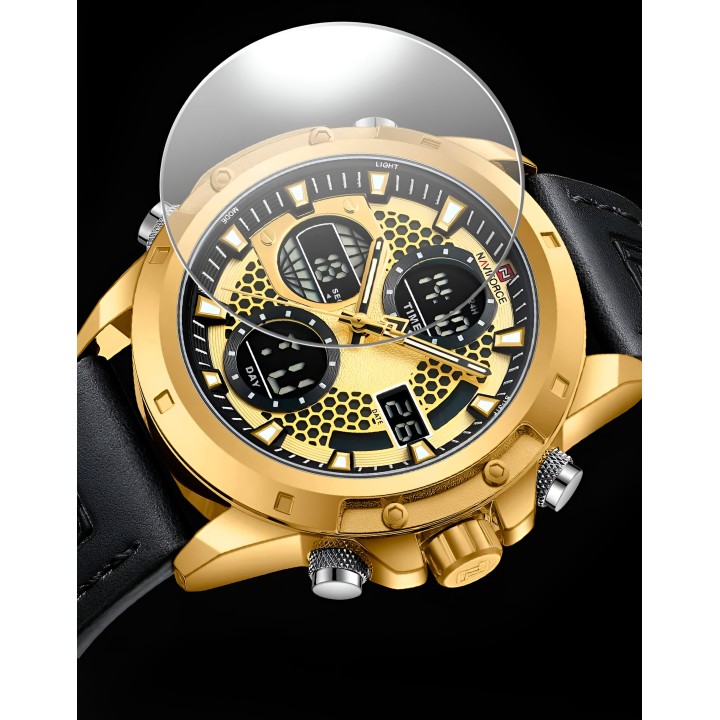 Reloj Naviforce Casual Nf9225 Crono Hombre Cuero + Estuche
