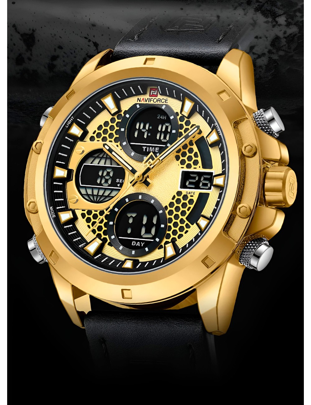 Reloj Naviforce Casual Nf9225 Crono Hombre Cuero + Estuche