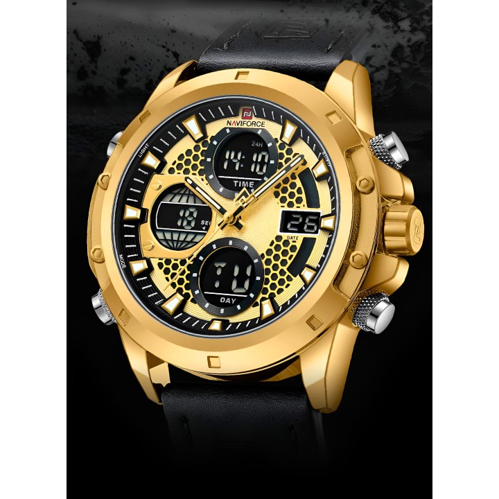 Reloj Naviforce Casual Nf9225 Crono Hombre Cuero + Estuche