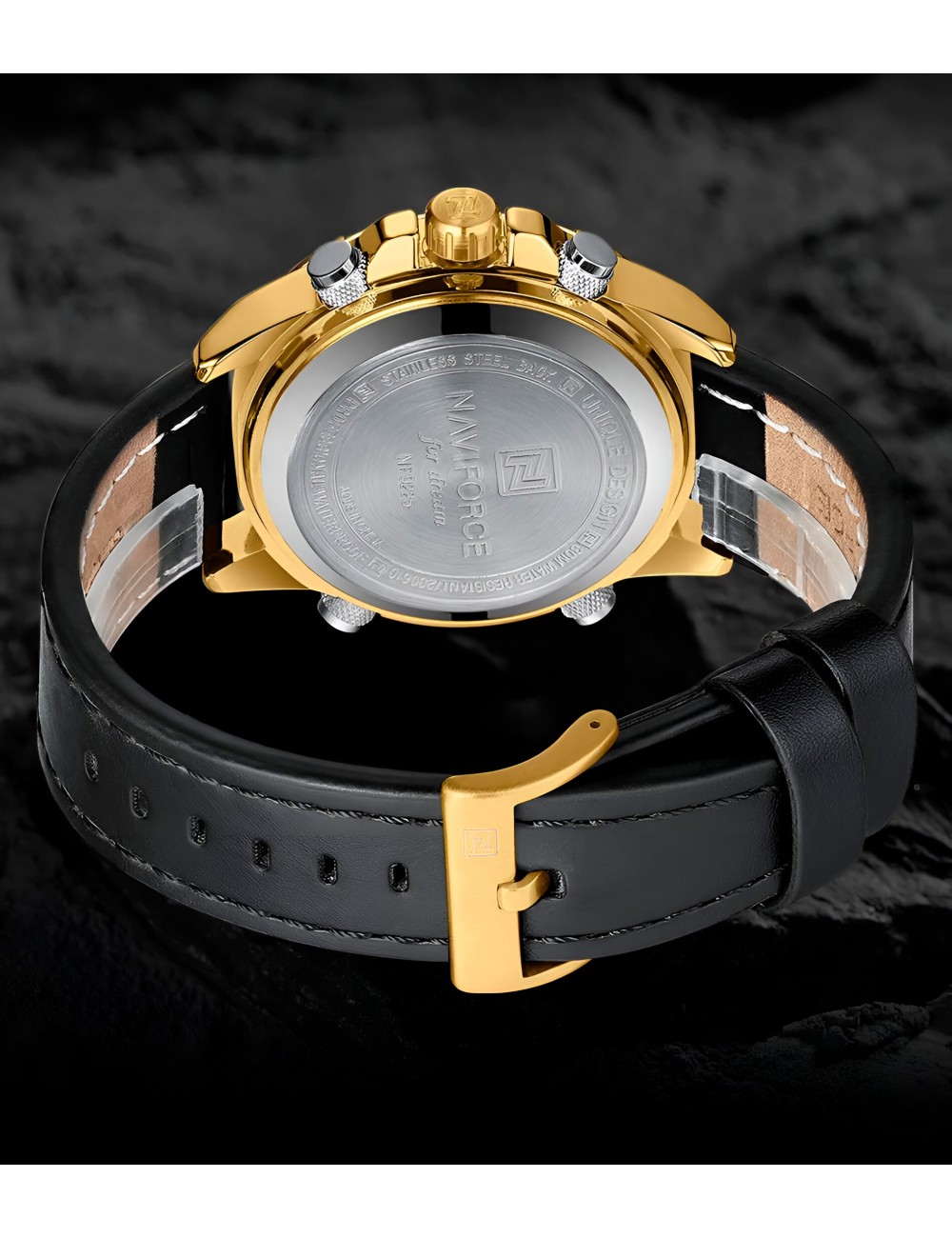 Reloj Naviforce Casual Nf9225 Crono Hombre Cuero + Estuche