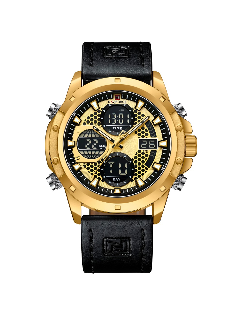 Reloj Naviforce Casual Nf9225 Crono Hombre Cuero + Estuche