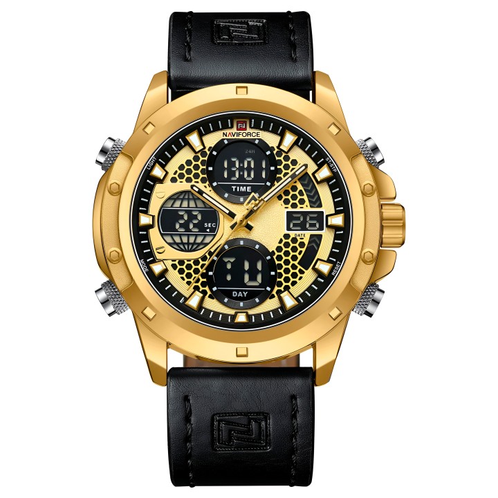 Reloj Naviforce Casual Nf9225 Crono Hombre Cuero + Estuche
