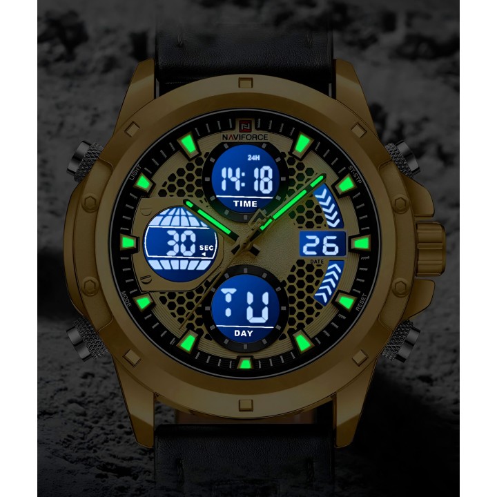 Reloj Naviforce Casual Nf9225 Crono Hombre Cuero + Estuche