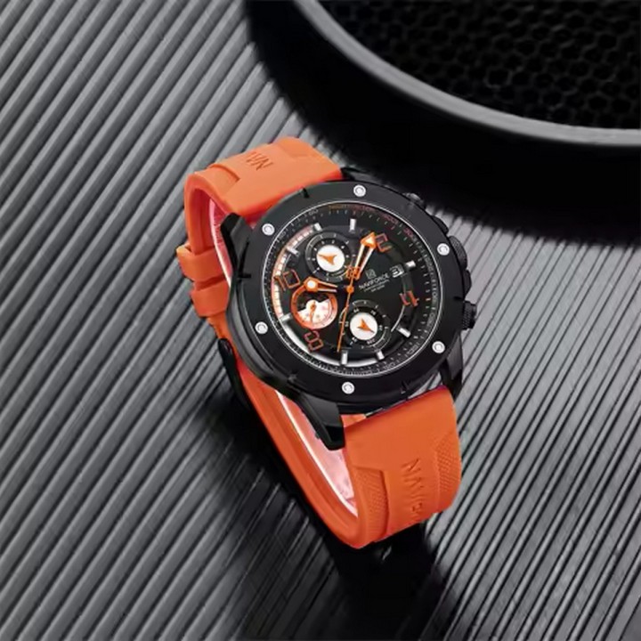 Reloj Naviforce Casual Nf8034 Crono Hombre Goma + Estuche