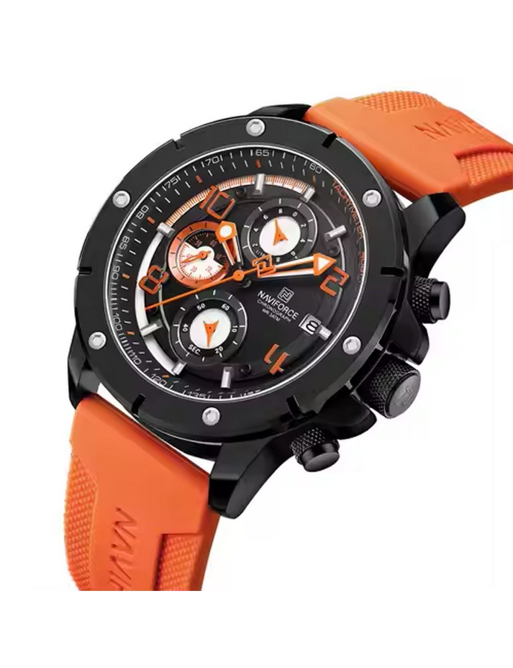 Reloj Naviforce Casual Nf8034 Crono Hombre Goma + Estuche
