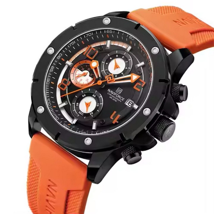 Reloj Naviforce Casual Nf8034 Crono Hombre Goma + Estuche