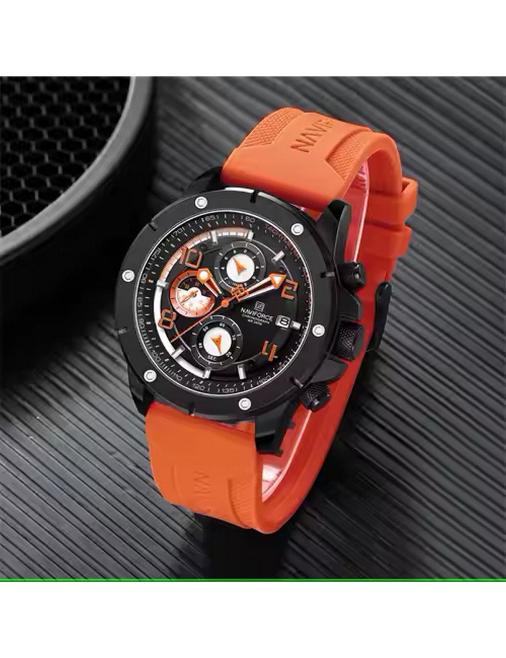 Reloj Naviforce Casual Nf8034 Crono Hombre Goma + Estuche