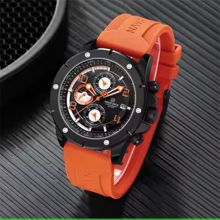 Reloj Naviforce Casual Nf8034 Crono Hombre Goma + Estuche