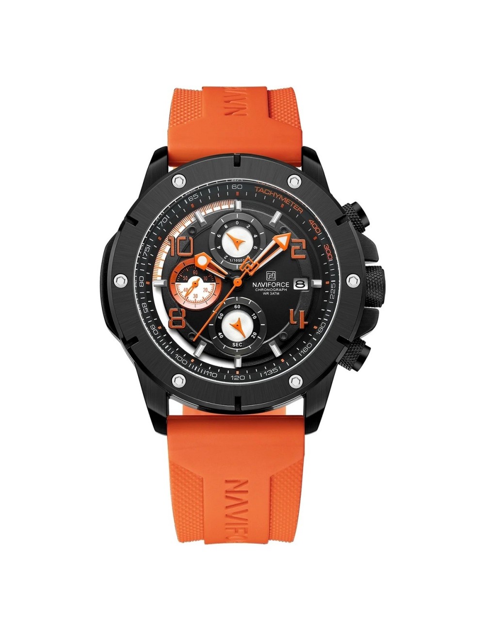 Reloj Naviforce Casual Nf8034 Crono Hombre Goma + Estuche