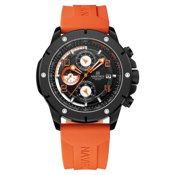Reloj Naviforce Casual Nf8034 Crono Hombre Goma + Estuche