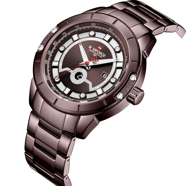 Reloj Naviforce Casual Nf9166 Crono Hombre Acero + Estuche