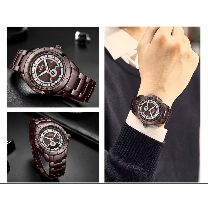 Reloj Naviforce Casual Nf9166 Crono Hombre Acero + Estuche