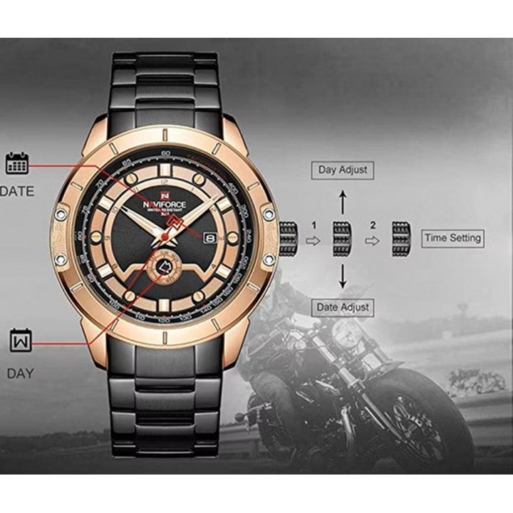 Reloj Naviforce Casual Nf9166 Crono Hombre Acero + Estuche