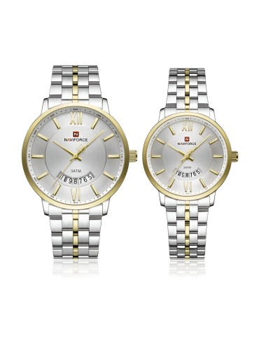 Reloj Naviforce Pareja Nf9238 Crono Love Acero + Estuche