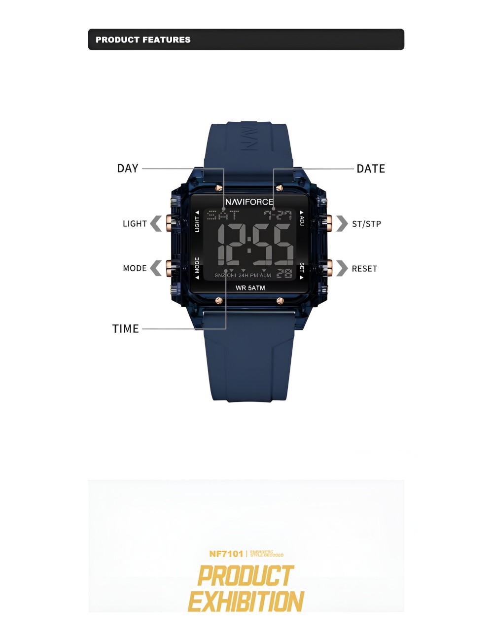 Reloj Naviforce Sport Nf7101 Digital Mujer Goma + Estuche