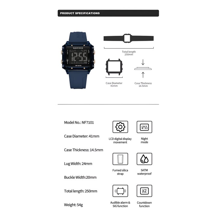 Reloj Naviforce Sport Nf7101 Digital Mujer Goma + Estuche