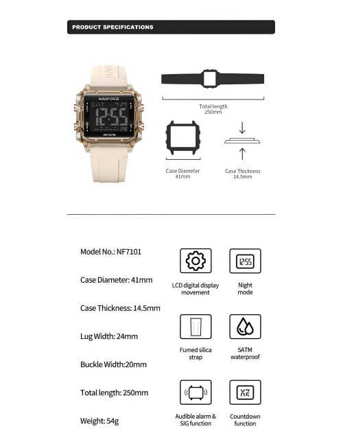 Reloj Naviforce Sport Nf7101 Digital Mujer Goma + Estuche