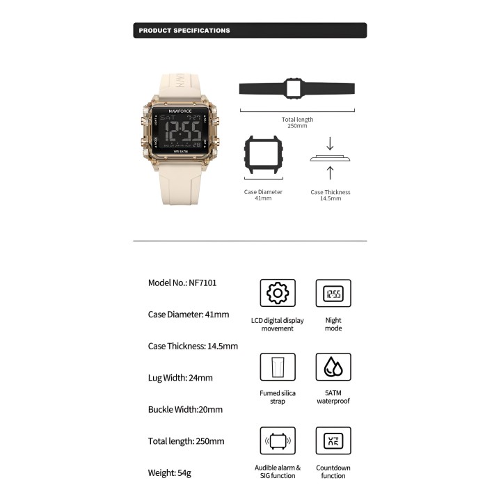 Reloj Naviforce Sport Nf7101 Digital Mujer Goma + Estuche