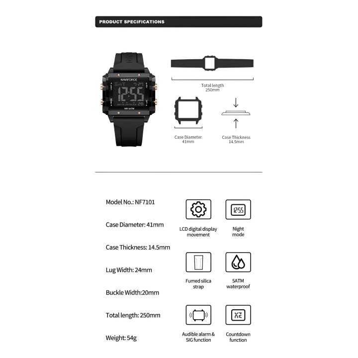Reloj Naviforce Sport Nf7101 Digital Mujer Goma + Estuche