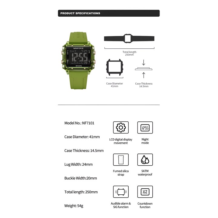 Reloj Naviforce Sport Nf7101 Digital Mujer Goma + Estuche