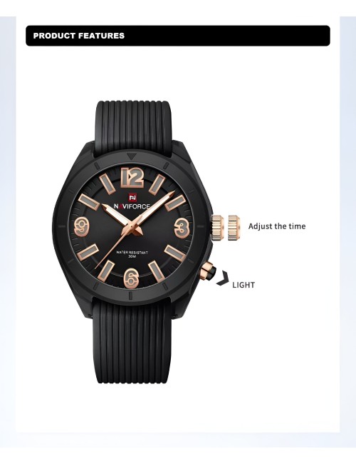 Reloj Naviforce Sport Nf7103 Mujer Goma Luz Led + Estuche