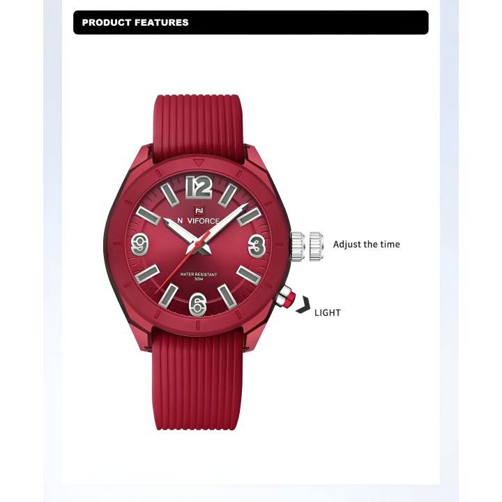Reloj Naviforce Sport Nf7103 Mujer Goma Luz Led + Estuche