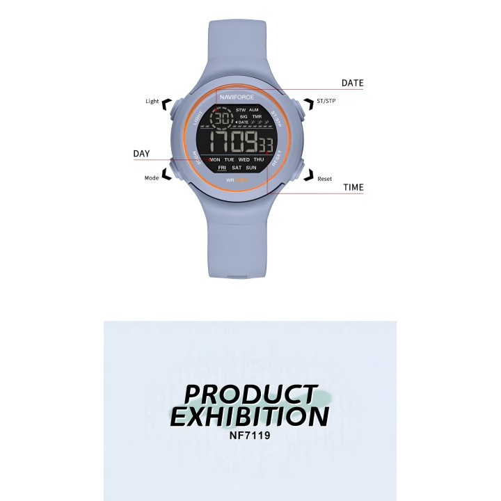 Reloj Naviforce Sport Nf7119 Digital Mujer Goma + Estuche